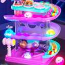 2-in-1 Rolling Ball & Car Ramp Race Track for Toddlers, Hammer Ball Drop Toy for Boys & Girls, Interactive Toys w/Sensor Lights - Montessori STEM Learning Toys - Birthday Gift for Kids 1-5+ Year Old (Pink + Purple + Cyan + Peach)