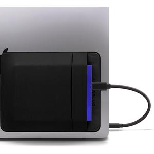 2-Pocket Adhesive Pouch for Laptop, Compatible with External 2.5" HDD, SSD, Magic Mouse, USB Cable and More (Black)