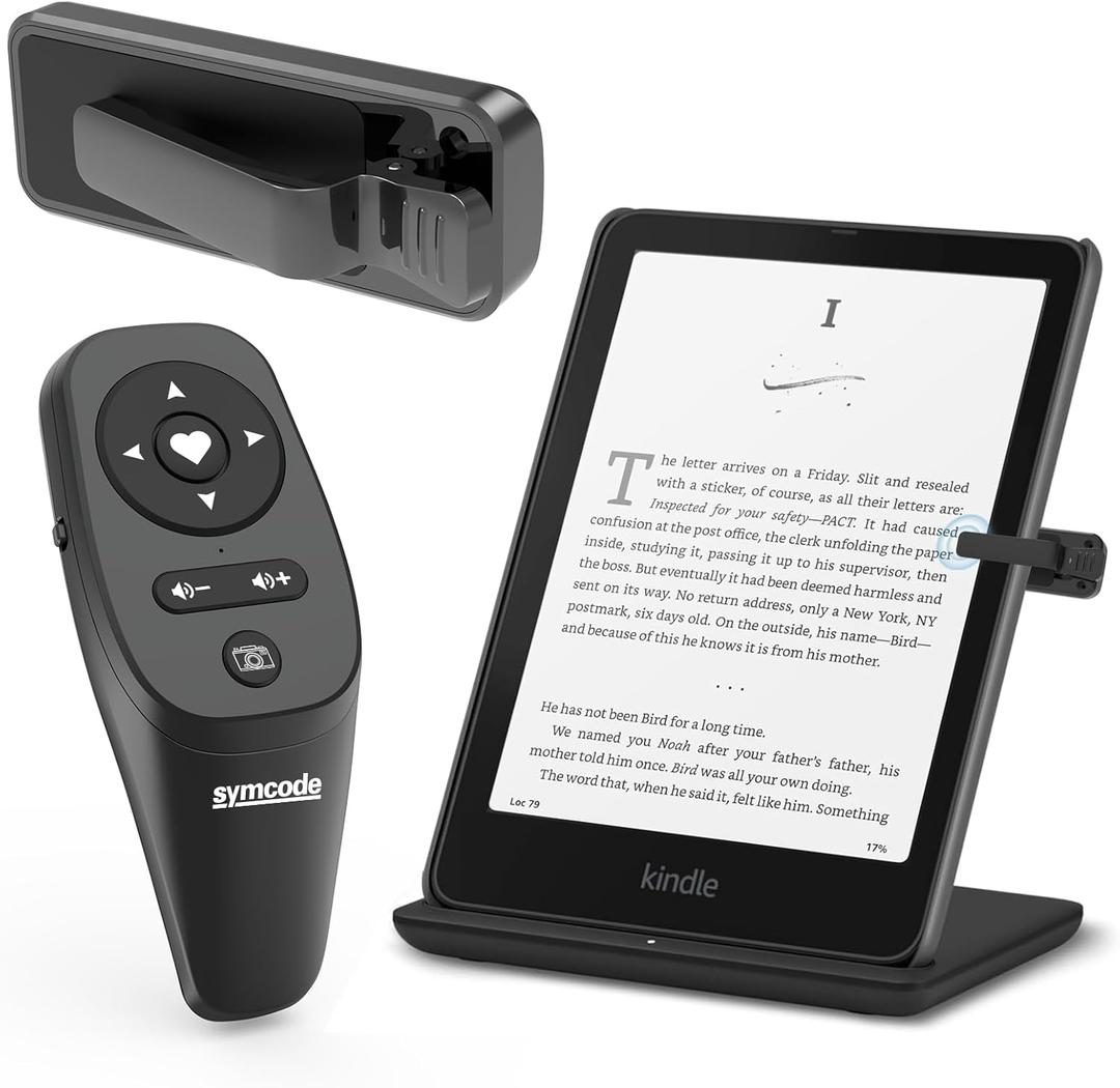 Remote Control Page Turner for Kindle/TikTok,Symcode Kindle Paperwhite Oasis Kobo eReaders,Bluetooth Page Turner for iPad iPhone, Scroller Remote for TIK Tok Video Taking Remote with Wrist Strap