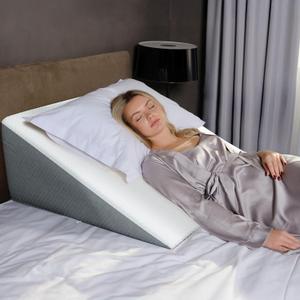 Kolbs Bed Wedge Pillow Extra Wide with Memory Foam Top, Large 12 Height (31 x 33 x 12) Stylish Jacquard Cover for Sleeping and Acid Reflux