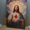 Sacred Heart of Jesus Wall Art Picture Divine Mercy Picture Canvas Wall Decor Christian Religious Christ Jesus Portrait Poster Prints Artwork for Living Room Bedroom Room Office Home Decoration, 16"L x 24"W