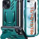 FNTCASE for iPhone 15 Phone Case: for iPhone 13 & 14 & 16e Case Military Grade Shockproof Protection Hard Phonecase - Dual Layer Matte Textured Drop Proof Rugged Protective Cover - 6.1 Inch Green