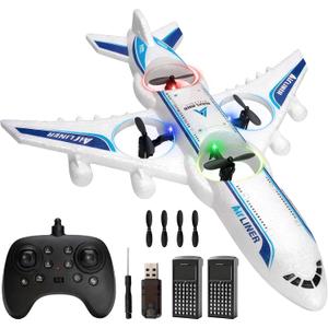 Rc Drone Remote Control Airplane -2.4GHz Foam V17 Jet Fighter Stunt,360 Drop-Resistant Stunt Spin Remote & Light RC Airplane with 2 Batteries for Kids Boys Girls (White)