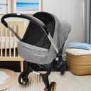 Baby Car Seat Cover, Extra Large Mesh Window, Breathable Fabric, Infant Windproof Canopy, Universal Fit CarSeat Covers for Babies, Machine Washable, Must Have Baby Gift. (Gray)