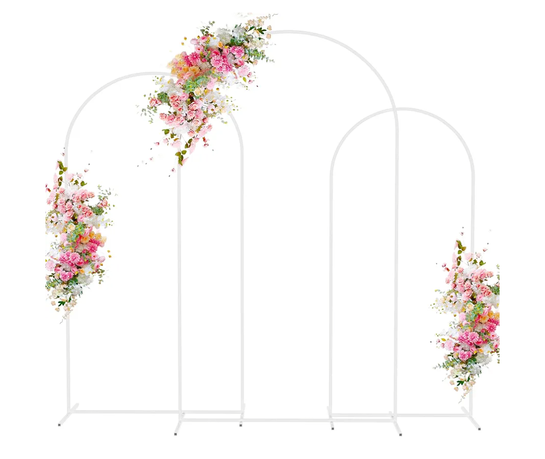 Wokceer Wedding Arch Backdrop Stand 7.2FT, 6.6FT, 6FT Set of 3 White Metal Wedding Arch Stand for Wedding Ceremony Baby Shower Birthday Party Garden Floral Balloon Arch Decoration