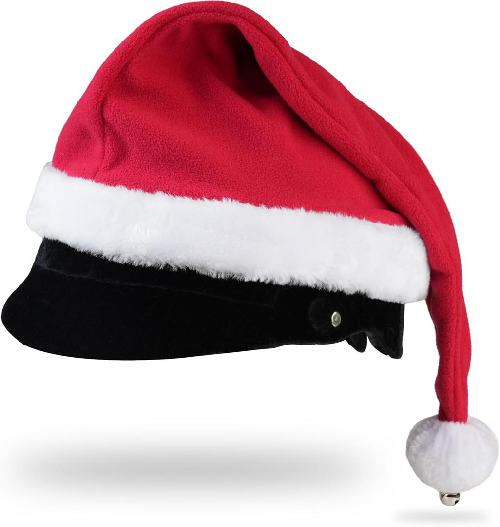 NRTFE Santa Hat for Equestrian Helmets, Bicycle Motorcycle Santa Helmet Cover with Jingle Bell for Christmas Ride 9" Diameter