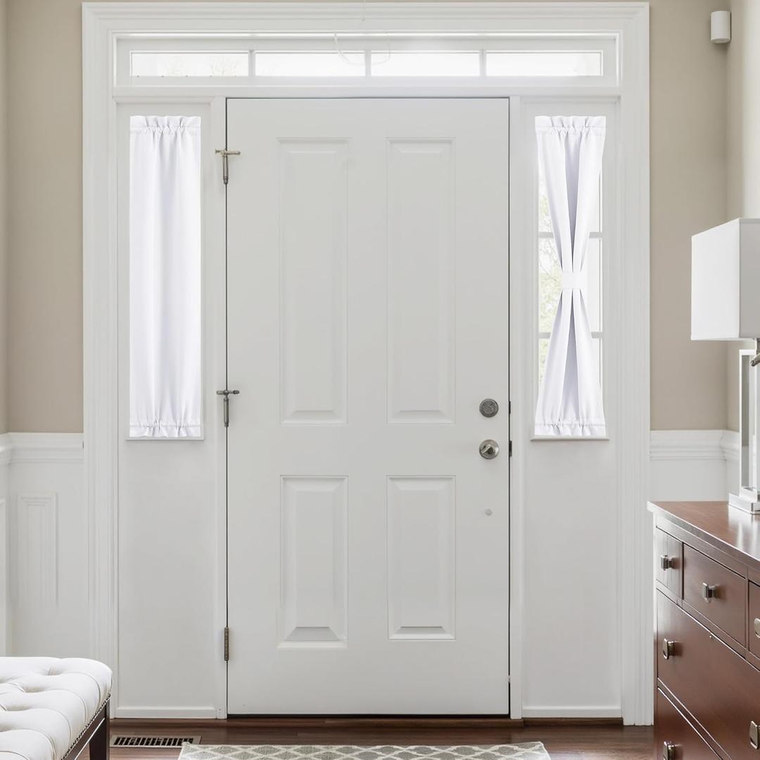 NICETOWN Blackout Side Door Curtains, Front Door Curtains for Small Window, Privacy Shades for Sidelight, Thermal Insulated Window Covering, Pure White, 1 Panel, W12 X L40 Inches Long