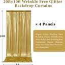 Outpain Thick 20 ft x 10 ft Gold Sequin Backdrop Curtain for Parties, Wrinkle Free Glitter Photo Backdrop Drapes 4 Panels 5x10ft Gold Back Drop Cloth for Wedding Christmas Photography Background
