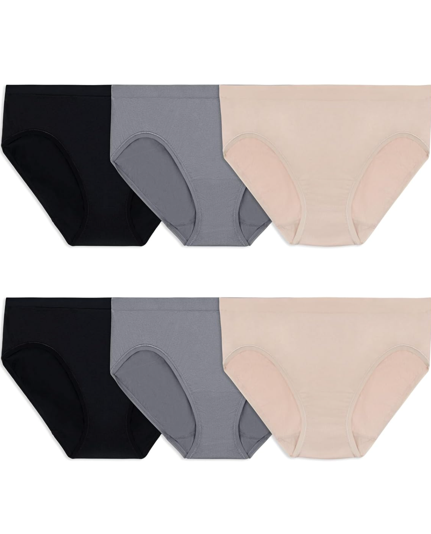 Fruit of the Loom Women's No Show Seamless Underwear, Amazing Stretch & No Panty Lines, Size 8