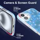 tharlet Magnetic for iPhone 16 Case with Card Holder [Compatible with Magsafe][ with Wireless Charging Wallet] Blue Flower Floral Printed Pattern Clear Case for iPhone 16 Case, Blue (6.1")