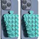 ZZGX Upgrade 2PCS Silicone Suction Cup Phone Case Mount Holder, Phone Accessory Holder Non Slip Phone Suction Cup Mat for Mirror Bathroom Home Kitchen (Turquoise, Double Sided)