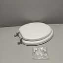 Mayfair Padded Toilet Seat with Chrome Hinges, Soft Vinyl over Wood Core Seat, Made in USA, Round, White