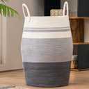 Cotton Rope Laundry Hamper by YOUDENOVA, 105L - Woven Collapsible Laundry Basket - Clothes Storage Basket for Blankets organizing, Bedroom Storage, Clothes Hamper Grey