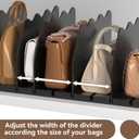 SOYO Adjustable Clear Purse Organizers for Closet, Acrylic Shelf Divider for Bag and Purse Storage, Clear Pocketbook and Handbag Organizer, Bookshelf Separator Organizers for House, Office Use, Black