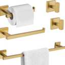 TURS Towel Bar Set Brushed Gold 5-Pieces Bathroom Hardware Set SUS304 Stainless Steel Towel Holder Set 24 Inch Single Towel Bar Wall Mounted