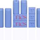 RIES Essential Refillable Toiletry Travel Bottles – Set of 5 (3.4oz & 1.7oz) Airless Pump Containers for Shampoo, Conditioner, Body, Face – Leak-Proof, TSA-Approved, Dishwasher Safe- Runaway Blue, No Box