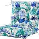 ARTPLAN Patio Seat Cushion 40"x20"x4" Wicker Chair Pad with Straps,Floral | Thick supportive tufted foam padding with anti-slip ties, floral print replacement pad for outdoor wicker patio furniture