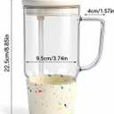 40oz Glass Tumbler with Straw and Lid, Glass Cup with Silicone Sleeve | Leakproof Lid, Fits Car Cup Holder Glass for Iced Coffee, Water, Cold Drinks, Travel, Outdoor, Partys&Home