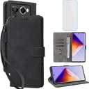 for Infinix Note 40 Pro Plus 5G / Infinix Note 40 Pro Wallet Phone Case with Screen Protector [RFID Blocking] Leather Kickstand Women Cell Phone Case for Infinix Note40 Pro + 4G 5G Black