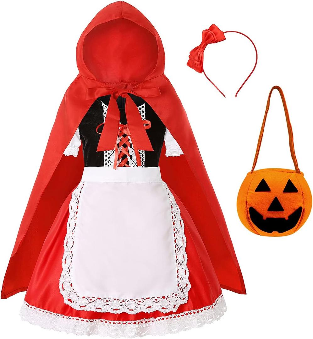 Little Red Riding Hood Costume for Girls Halloween Costume Party Dress 3-10 Years