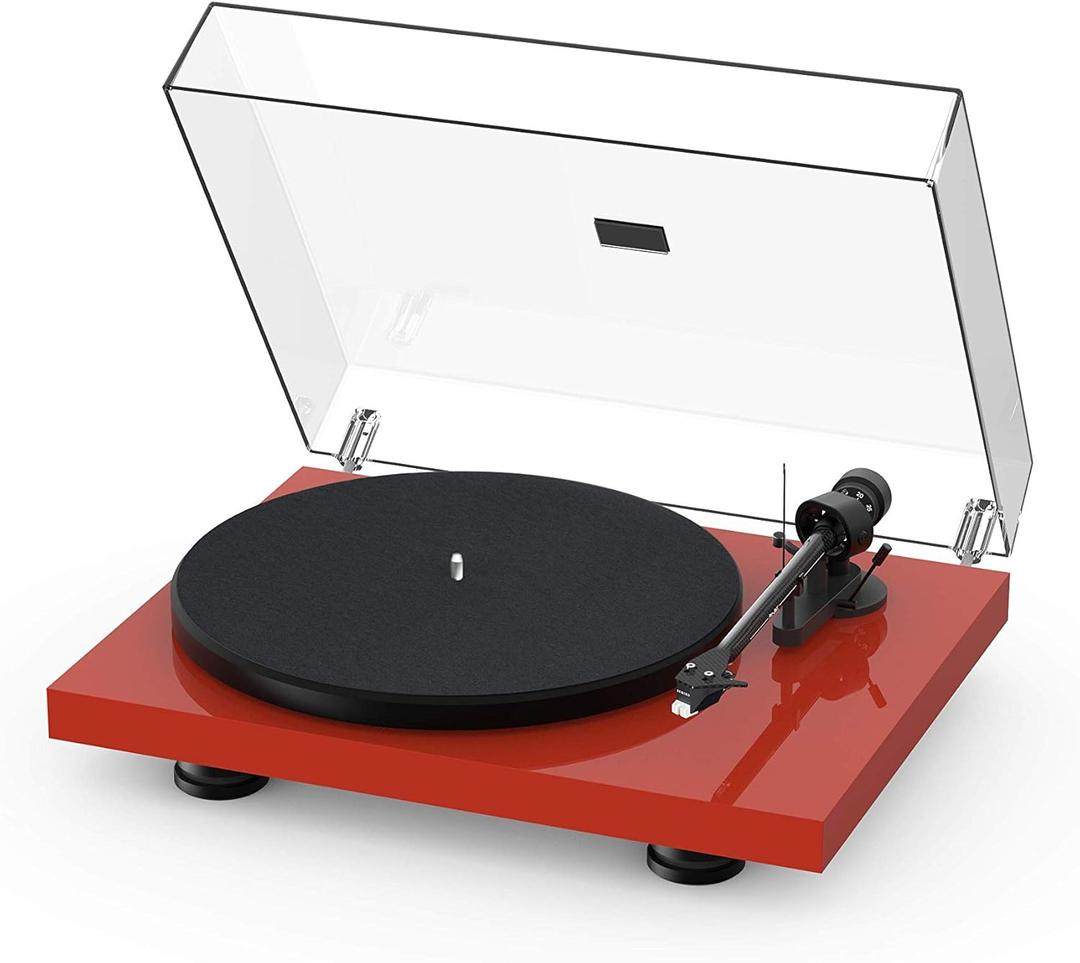 Pro-Ject Debut Carbon EVO, Audiophile Turntable with Carbon Fiber tonearm, Electronic Speed Selection and pre-Mounted Sumiko Rainier Phono Cartridge (High Gloss Red) (High Gloss Red)