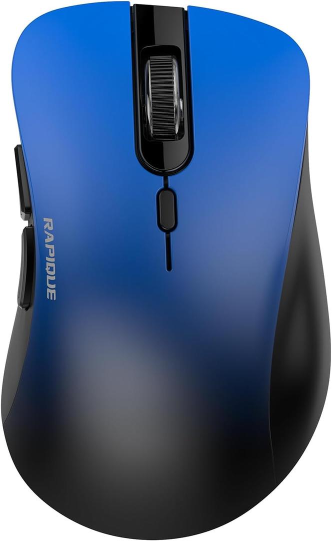 RAPIQUE Bluetooth Wireless Mouse - Dual Bluetooth & 2.4 GHz USB Receiver, Comfortable Grip, Quiet Clicks, Low Power - Multi-Device Compatibility for Laptop, MacBook, Computer, ipad(Gradient Blue)
