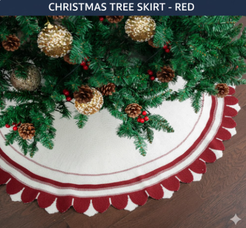 Mr. Pen- Christmas Tree Skirt 48 inches, Sparkling Black Sequin with White Faux Fur Christmas Tree Skirts