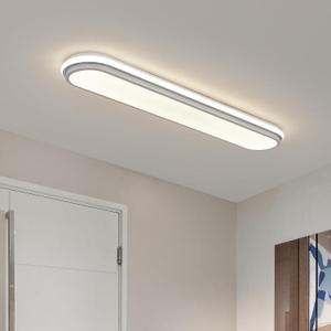 Smart LED Ceiling Light,36.2In Dimmable Modern Metal Linear LED Ceiling Lamp,Flush Mount Wraparound Shape Lighting Fixture with Remote Control for Kitchen Dining Room & Laundry 55W