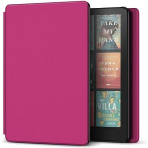 TNP Case for Kindle Paperwhite 12th Generation 2024 / Kindle Colorsoft Signature Edition - 7" PU Leather Protective Folio Cover for Kindle Paperwhite Kids with Auto Sleep/Wake, Hot Pink