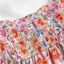 SweatyRocks Girl's Cute Floral Print Short Puff Sleeve Ruffled Blouse Square Neck Ruffle Peplum Tops (Pink)