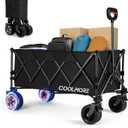 Electric Collapsible Utility Wagons 330lbs Capacity, Carts Foldable with Wheels Brakes Portable for Beach Garden Outdoor Sports Lounge Heavy Duty Shopping Camping Picnic (Black)