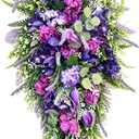 22" Purple Lavender Teardrop Garland Artificial Flower Art Door Hanging Decor for Indoor Outdoor Front Doors Rustic Farmhouse Style Wall Hanging Decor