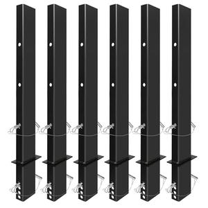 SALUINOKI 6Pack 30 inch Adjustable C Channel Pipe Stake Black for Flatbed Trailer Hauler with Anti-Loss Cord, 30 inch Flatbed Trailers Stake Pocket D Ring, Trailer Stakes Side Rail