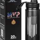 Military Gift Shop American Flag 20oz Sports Water Bottle | Insulated Metal | Stainless Steel | Outdoor Sports, Hiking - USA Flag 20oz Bottle