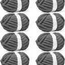 Inhand 8 Pack Chunky Chenille Yarn for Crocheting30.6 Yards, 7.7oz, Soft Fluffy Thick Yarn,Gifts for Men/Women Birthday Christmas Unique,Hand Knitting for Blankets&DIY Crafts (Charcoal Gray)
