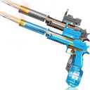 Electric Water Gun for Adults Kids, Automatic WaterGun with Led Light, Long Range Transparent Electric Squirt Gun Blaster Summer Outdoor Pool Party Toys Gifts for Boys Girls 2Pack(Blue Black)