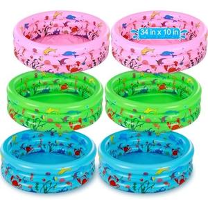 Jerify 5 Pack Kiddie Pool for Toddler 34 x 10 Inch Inflatable Kids Swimming Pool Small Baby Blow up 3 Rings Round Baby Padding Ball Pond for Indoor and Outdoor Water Game Play Center(Animal Style)
