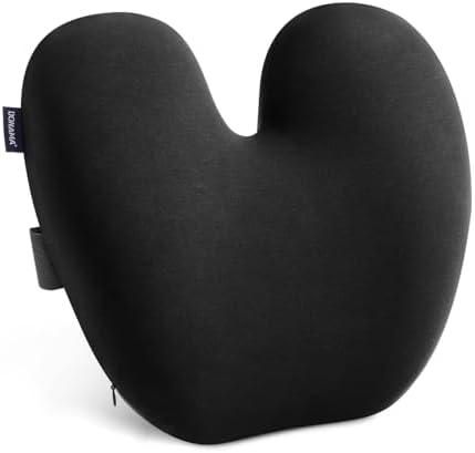 DONAMA Ergonomic Lumbar Pillow for Back Support - High-Density Memory Foam Cushion for Pain Relief - Lumbar Support Cushion w/Strap for Office Chair, Car, Home, and Travel