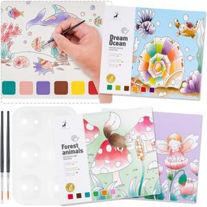 3 Pack Watercolor Coloring Books Watercolor Paint Book water color paint sets coloring books Water Colors Paint Pocket Hand Book Stocking Goodie Bag