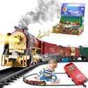 Train Set with Gift Case and Remote Control, Train Toys with Smoke, Light and Sound, Christmas Train Sets for Around The Tree, Toy Train Set for 3 4 5 6 7 8+ Years Old Boys Toddlers Gifts