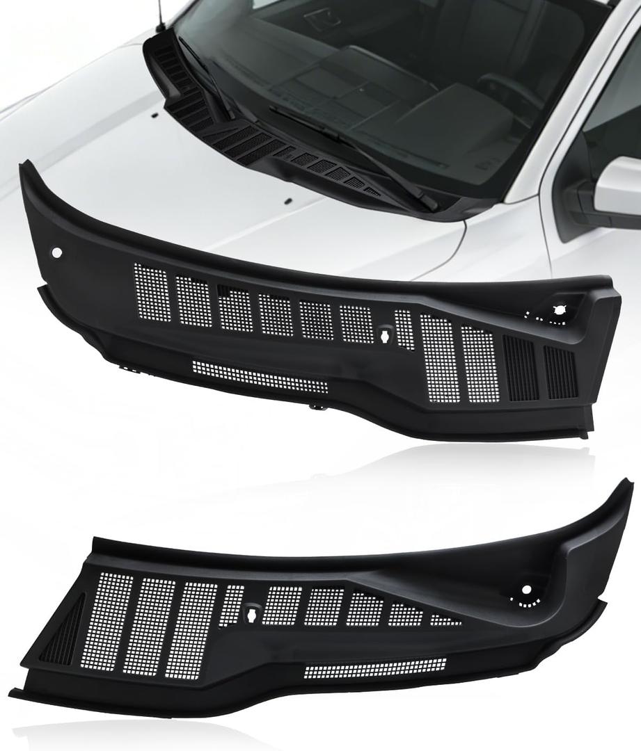 OKLPF Windshield Wiper Cowl Panel Grille Compatible with 2021-2025 Ford F150 F-150,Replacement ML3Z-15022A68-BA ML3Z-15022A69-BA,Left and Right Front Windshield Wiper Cowl Grille Insert Panel