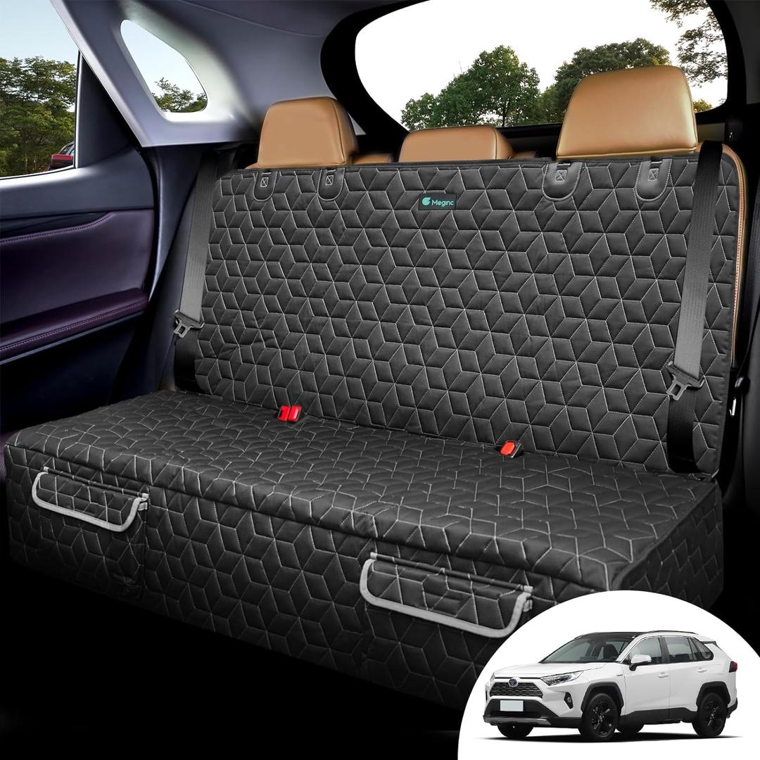 Back Seat Pet Cover for Dogs for SUV, Waterproof Backseat Cover for Dog in Car Heavy Durable Car Seat Covers for Dogs with Side Flap, Non Slip Bench Car Seat Protector for SUV,Jeeps,RAV4,CR-V (Black)