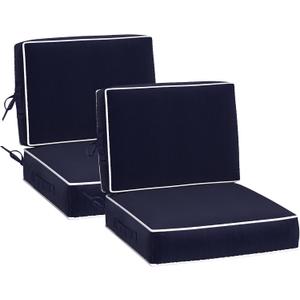 24" x 24" x 5" Outdoor Chair Cushions Set of 2, Patio Chair Cushions w/Handle and Ties, Square Waterproof Outdoor Cushions, Fade-Resistant Patio Furniture Cushions Deep for Sofa Couch