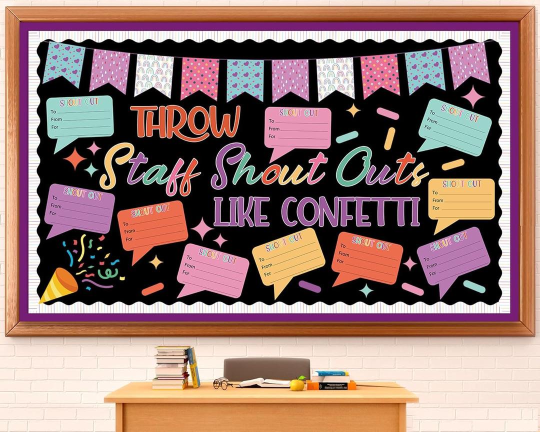 Staff Shout Out Bulletin Board Decorations Throw Staff Shout Out Like Confetti Bulletin Board Set with 20 Appreciation and Recognition DIY Craft Cutouts for School Classroom Office Wall Decor Supplies
