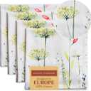 Maison d' Hermine Cloth Napkins Set of 4 100% Cotton Everyday Reusable Square Napkins Cloth Washable Dinner Wedding Restaurant Easter Decorations Spring/Summer (Botanical Fresh, 20" x 20")
