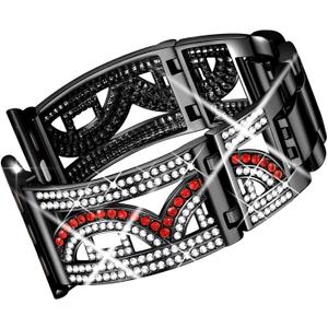 Luxury Jewelry Crystal Bracelet Compatible with Apple Watch Band 38/40/41/42/44/45/46/49mm iWatch Series 11/10/9/8/7/6/5/4,Bling Hollow-out Metal Wristband Strap with Sparkling Rhinestones Women
