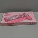 Wireless Keyboard and Mouse Combo - Round Keycaps, Full-Size Retro Typewriter Keyboard with Detachable Wrist Rest, Sleep Mode & Tilt Legs, 2.4GHz Cordless Connection for Mac/Windows/PC (Hot Pink)