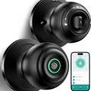 Fingerprint Door Lock, Smart Fingerprint Door Knob with Lock, Biometric Door knob with App Control & Key, Keyless Thumbprint Entry Door Lock for Bedroom, Front Door, Home, Apartment Office-Matte Black