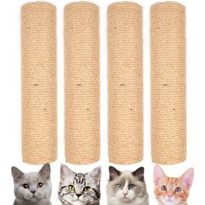 4PCS 12 Inch Cat Scratching Post with Natural Sisal Rope Cat Scratch Pole Scratching Tree Scratching Posts for Indoor Replacement Part Accessories for DIY Cat Tower Hammock
