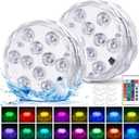 YiaMia Hot Tub Lights - 2-Pack RGB Color Battery-Powered LED Pool Lights with Remote Control and Suction Cup for Ponds, Decoration, Parties, Spas, Aquariums